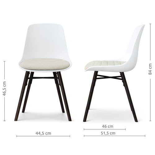 Nolon Nena-Liv eetkamerstoel wit met naturelbeige zitkussen - zwart houten onderstel