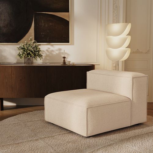 Sia Home - Modulaire fauteuil CUBI - Chenille fluweel - Crème - 90cm