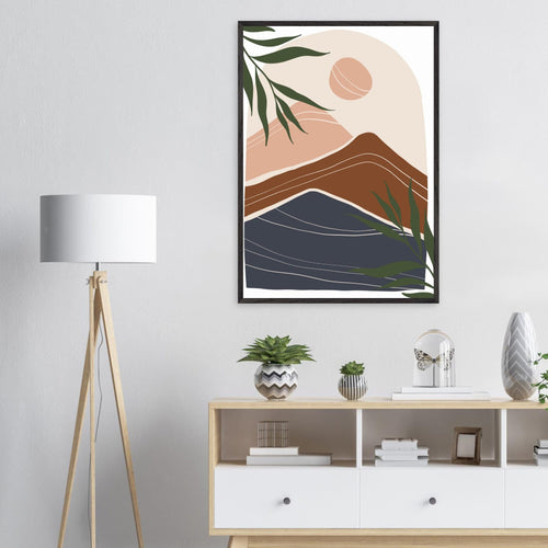 Artfulprints Poster Boho – Mountain sun   - 30x40 cm - Bruin