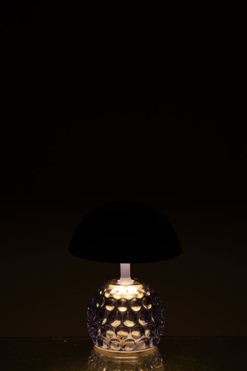 J-Line lamp Champignon - ijzer/glas - blauw - LED lichtjes