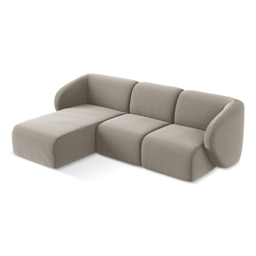 LaMiaSofa hoekbank links Cervo - velours - taupe - 248x166x78