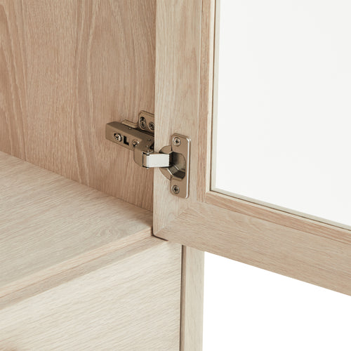 Furnhouse vitrinekast Porto - Witte olie - MDF, Eikenfineer, Glas - 40x110x187