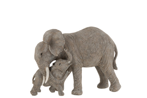 J-Line decoratie Olifant Knuffel - polyresin - grijs