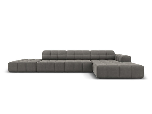 Cosmopolitan Design rechter hoekbank Chicago 5-zits, flueel lichtgrijs - 167x348x78cm