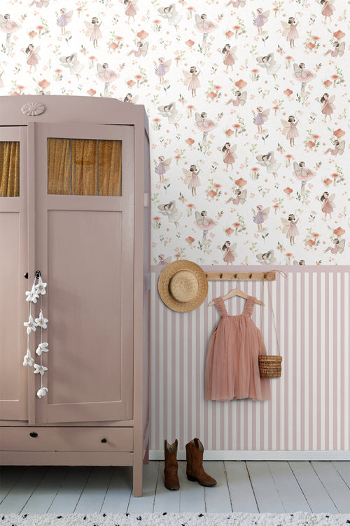 ESTAhome behang elfjes roze en wit - 50 x 900 cm - 131338 - vtwonen shop