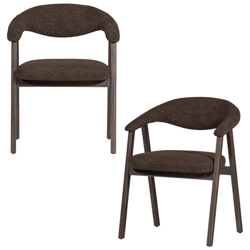 WOOOD eetkamerstoel armleuning bruin Avar - Set Van 2 - 77x60x60