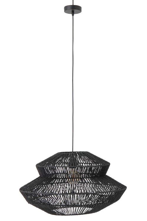 J-Line hanglamp Touw - metaal - zwart - small