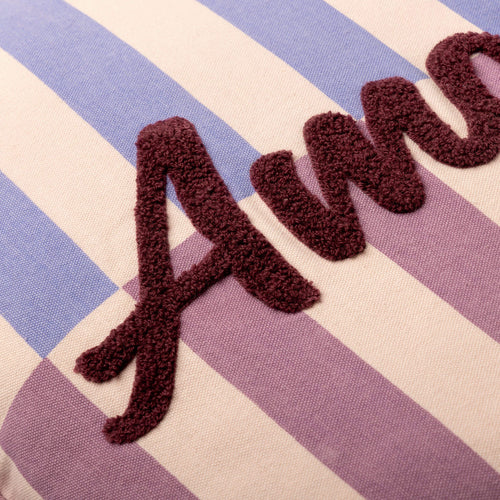 AMOUR - sierkussen 45x45 cm - gestreept - 100% katoen - Rosebud - roze