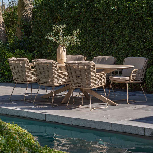 4 Seasons tuinset Fabrice 7-delig - Prado tuintafel 240x105 cm - ceramic sabbia latte