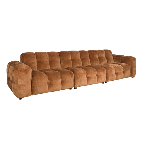 Dutchbone Hackman 4,5-zitsbank Velours Cognac Bruin - vtwonen shop