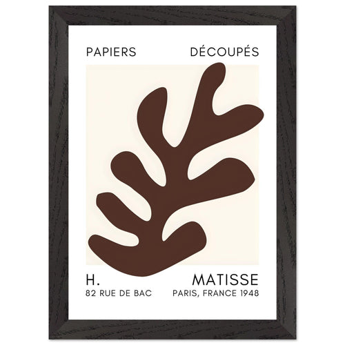 Artfulprints Poster met Lijst Matisse – Ocean petals brown   - A4 21x29.7 cm - Bruin
