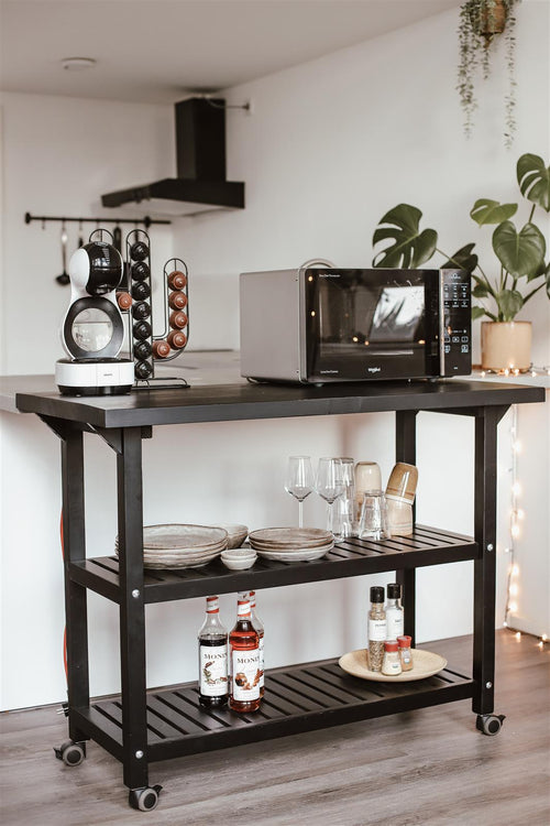 MaximaVida werktafel Sergio 115  cm zwart - 4 cm dik werkblad - vtwonen shop