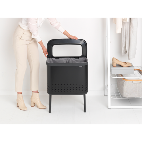 Brabantia Wasbox Bo - 60L - kunststof deksel - matt black - vtwonen shop