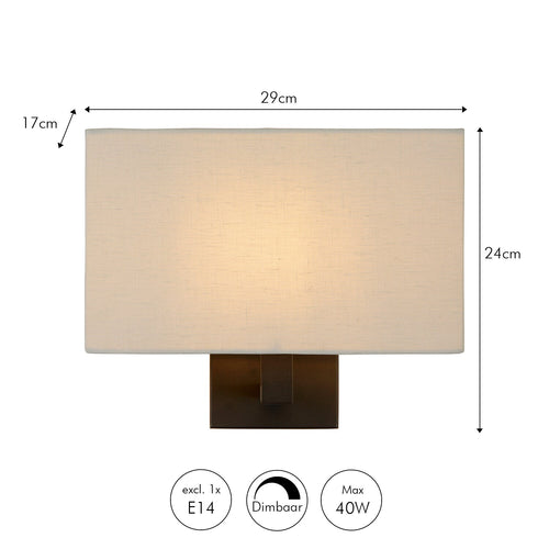 Atmooz wandlamp Bogota - wit - 29 x 17 x H 24 cm - E14