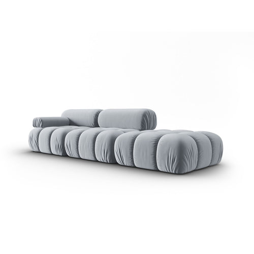 Cosmopolitan Design - Linker modulaire bank Cortina 4-zits, flueel lichtblauw - 94x282x70cm