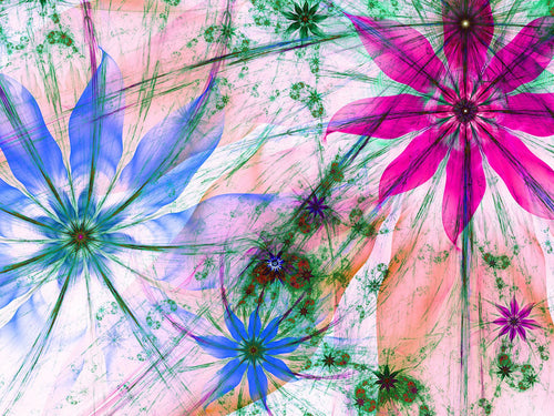 Sanders & Sanders fotobehang bloemen roze, blauw en groen - 375 x 270 cm - 600552
