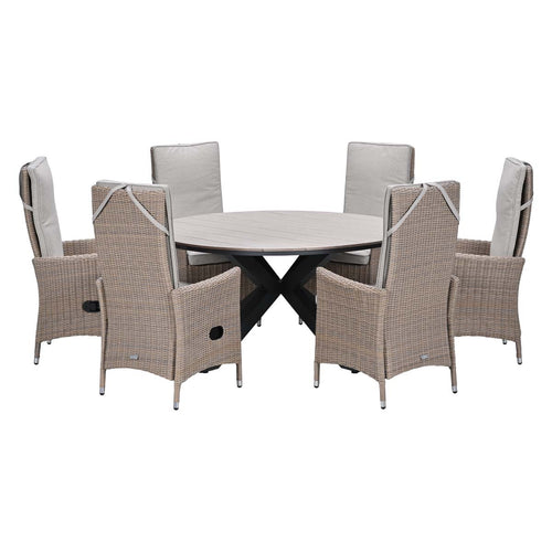 Garden Impressions Tuinset Collin 7-delig - Tulli tuintafel Ø148x75 cm