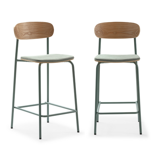Calicosy - ADRIANA Set van 2 krukken - Grijs - 48x42x66 cm