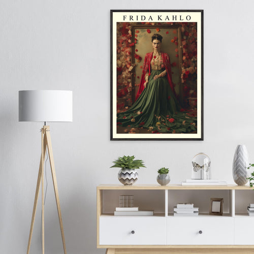 Artfulprints Poster Frida Kahlo - Beauty in flowers   - A4 21x29.7 cm - Meerkleurig