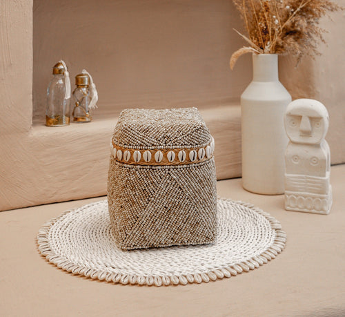 NOA MAY Offermand Nour - naturel - bamboe - 16 x 16 x 20 cm