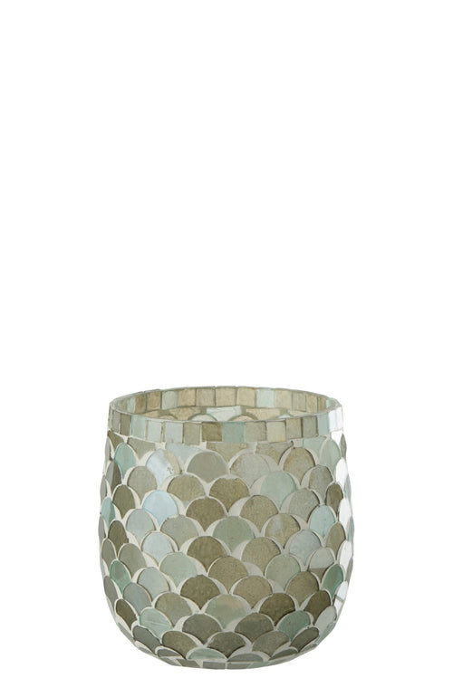 J-Line windlicht Mozaiek - glas - aqua - medium