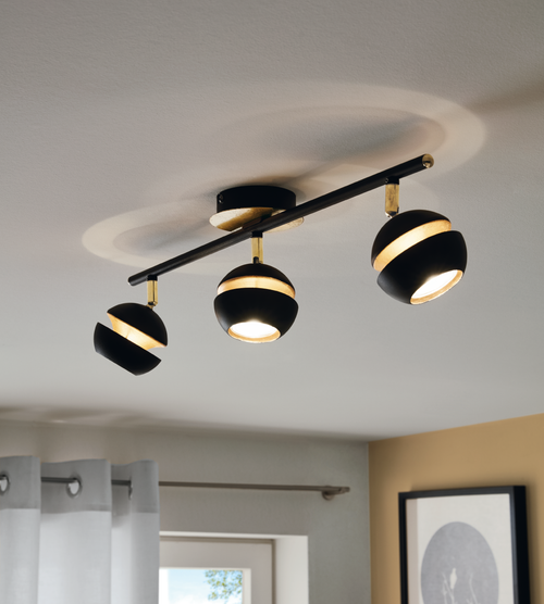 EGLO spot Nocito - 3 lichts - zwart, goud - vtwonen shop