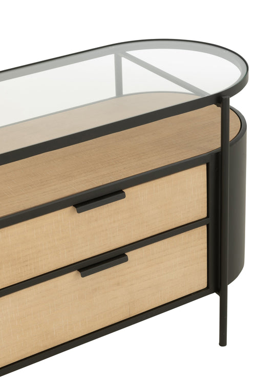 J-Line kast Ivy - ijzer - naturel/zwart