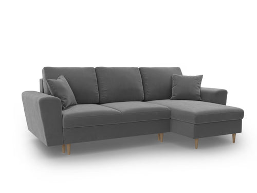 Cosmopolitan Design Omkeerbare converteerbare hoekbank met opbergdoos Kyoto 4-zits, flueel lichtgrijs - 145x241x88cm