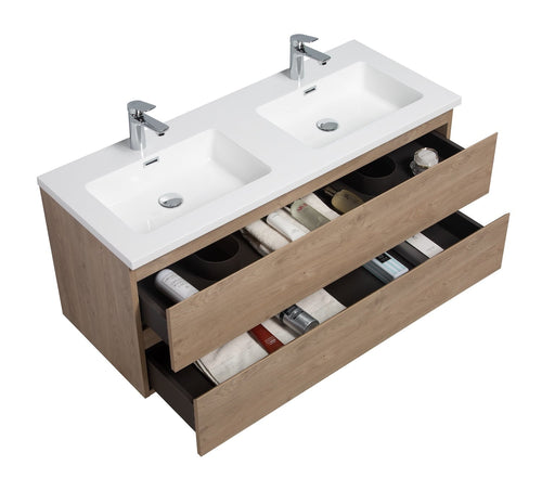 Badplaats Badkamermeubel Set Angela 120 cm – Kastanje Eiken – Badmeubel met Wastafel