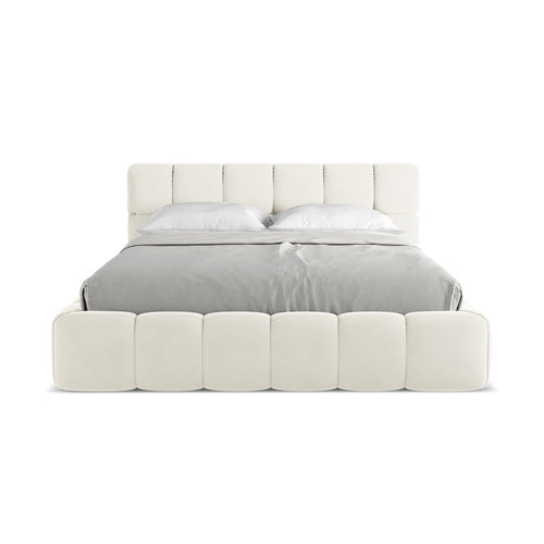 LaMiaSofa Bed met opbergruimte Roma - velours - lichtbeige - 180x228x82