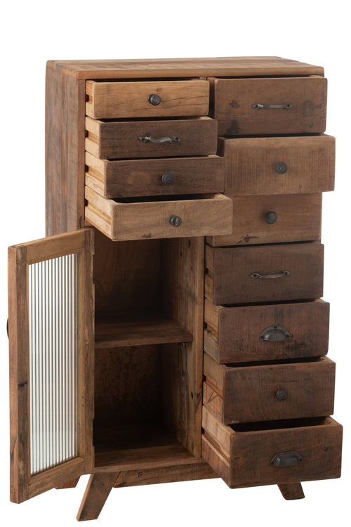 J-Line kast Retro - gerecycleerd hout/glas - naturel