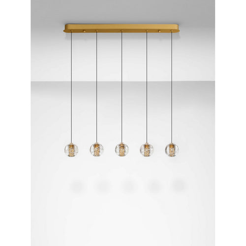 Nova Luce LICIO Hanglamp voor in de vorm van een bar, goudkleurig, Triac dimbaar, LED, 16W, 832lm, 3000K