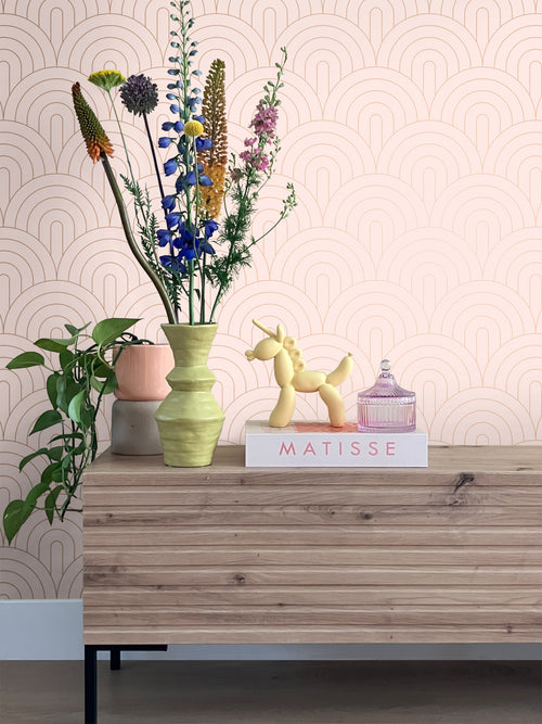 ESTAhome behang art deco bogen zacht roze en roségoud - 53 cm x 10.05 m - 139217