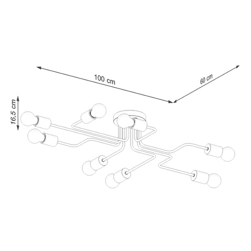 Sollux Lighting Kroonluchter TIMBO 8 wit - 100x60x16,5cm