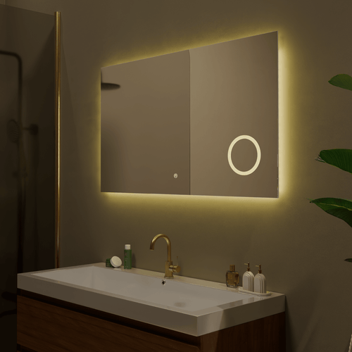 LOMAZOO badkamerspiegel Marseille - met LED verlichting & make up spiegel - rechthoekig - 100 x 60 cm