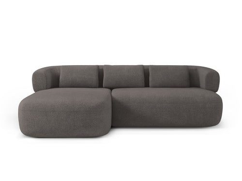 Micadoni - Linker hoekbank "Jenny" 5 zitplaatsen, boucle grijs - 145x225x73cm