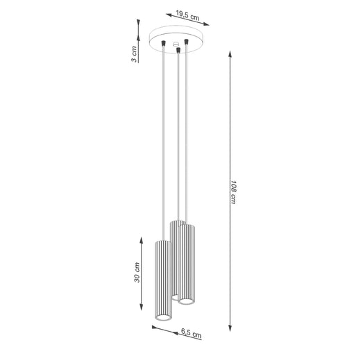 Sollux Lighting Hanglamp KARBON 3P olijfgroen - 19,5x19,5x108cm