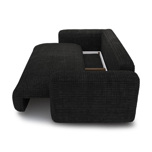 Premium Interiors - Slaapbank met opbergruimte LIOR - xxl-corduroy zwart 260cm