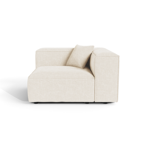 Sia Home - RECHTE HOEKMODULE CUBI - Chenille fluweel - Crème - 121cm
