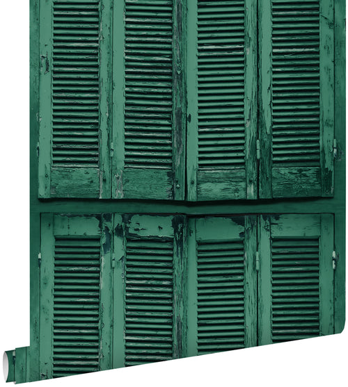 ESTAhome behang verweerde houten Franse vintage louvre luiken groen 53 cm x 10.05 m 138885