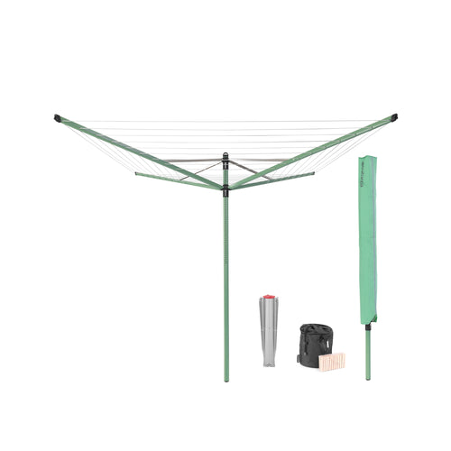 Brabantia Droogmolen Lift-O-Matic - 50M - met grondanker - met beschermhoes, wasknijpertasje en wasknijpers - leaf green - vtwonen shop