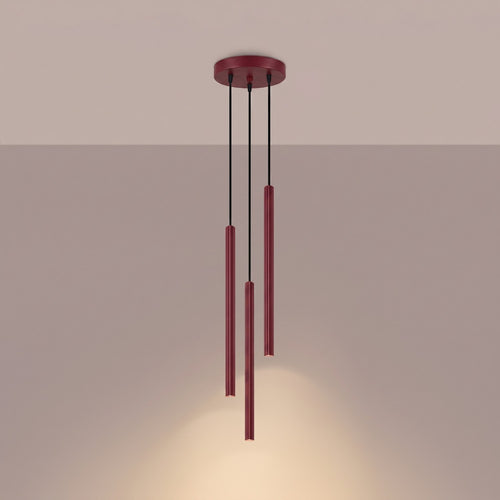 Sollux Lighting Hanglamp ARCHE 3P bordeaux - 20x20x120cm
