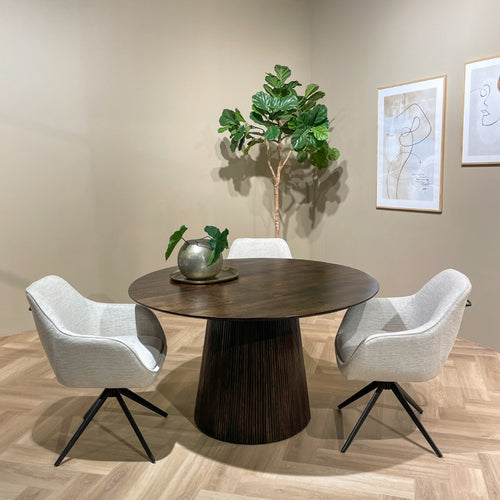 Livingfurn eetkamertafel Salvator Walnut - 130cm - mangohout