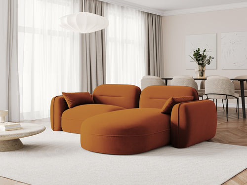Cosmopolitan Design Modulaire hoekbank rechts Sydney 3-zits, flueel, terracotta - 165x230x70cm