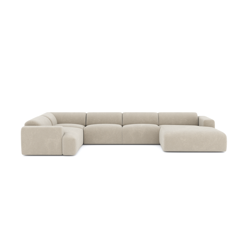 Sia Home - Grote panoramische U-bank MYRA - Fluweel met structuur - Beige - 354cm - vtwonen shop