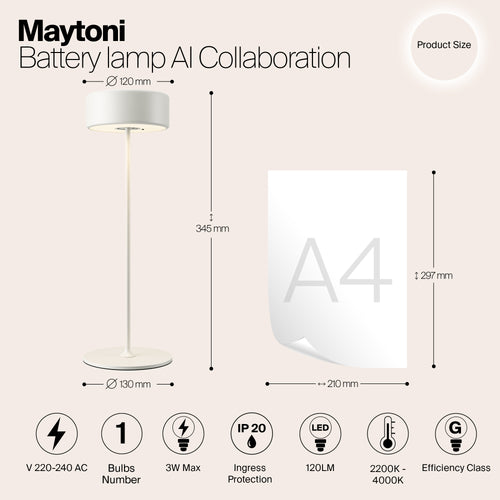 Maytoni - Batterijlamp AI Collaboration - Wit - Ø12 - vtwonen shop
