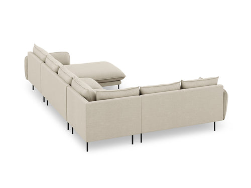 Cosmopolitan Design Panoramische hoekbank links Vienna 7-zits, structurele stof, beige - 235x330x95cm