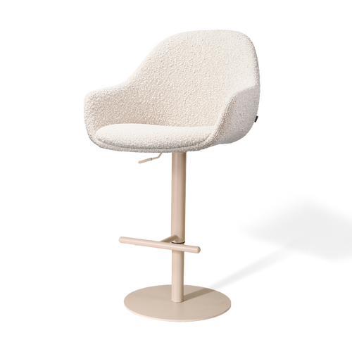 Nolon Niva-Mae tulp barkruk bouclé beige verstelbaar - beige poten