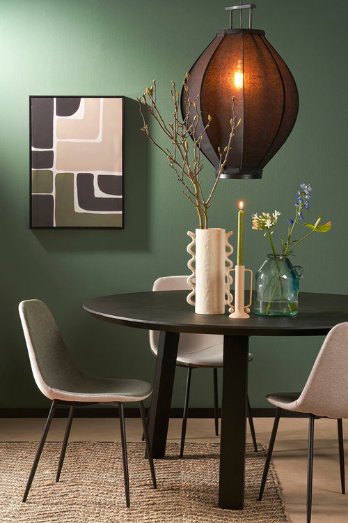 Mica Decorations Pego Hanglamp - H73 x Ø54 cm - Linnen - Zwart - vtwonen shop