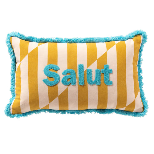 SALUT - kussenhoes 30x50 cm - gestreept - 100% katoen - Mineral Yellow - geel